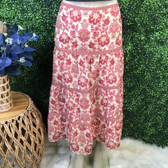 LOFT‎Floral tired A-Line maxi Skirt NWOT